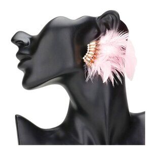 Tigerstars Peach Marquise Stone Cluster Feather Earrings